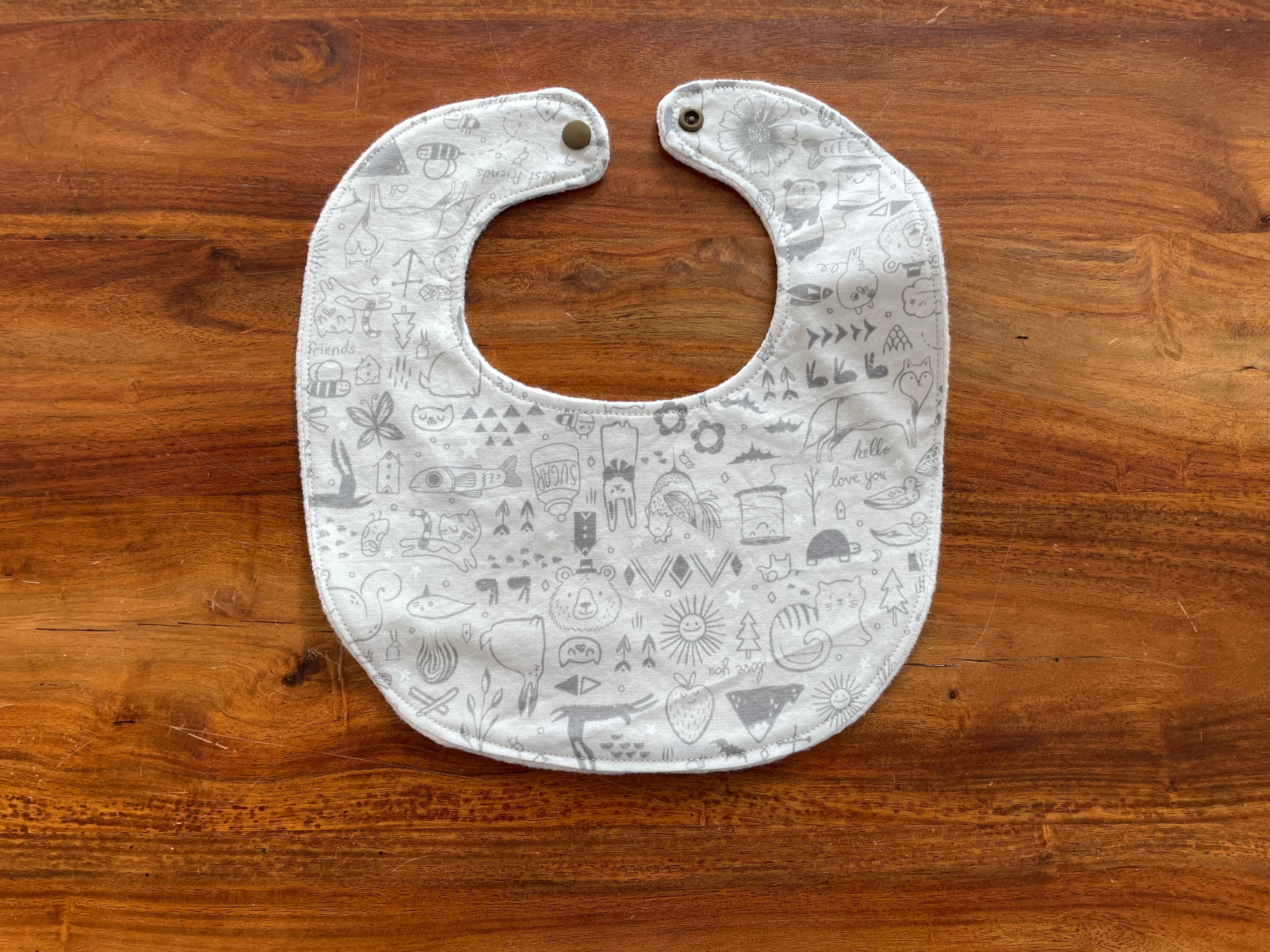 Small Baby Bib - Friendly Gray 1