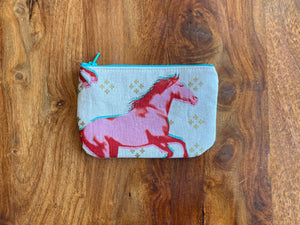 Rounded Corner Zipper Pouch Pink Mustangs