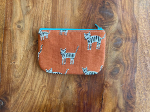 Rounded Corner Zipper Pouch Rust Tigers