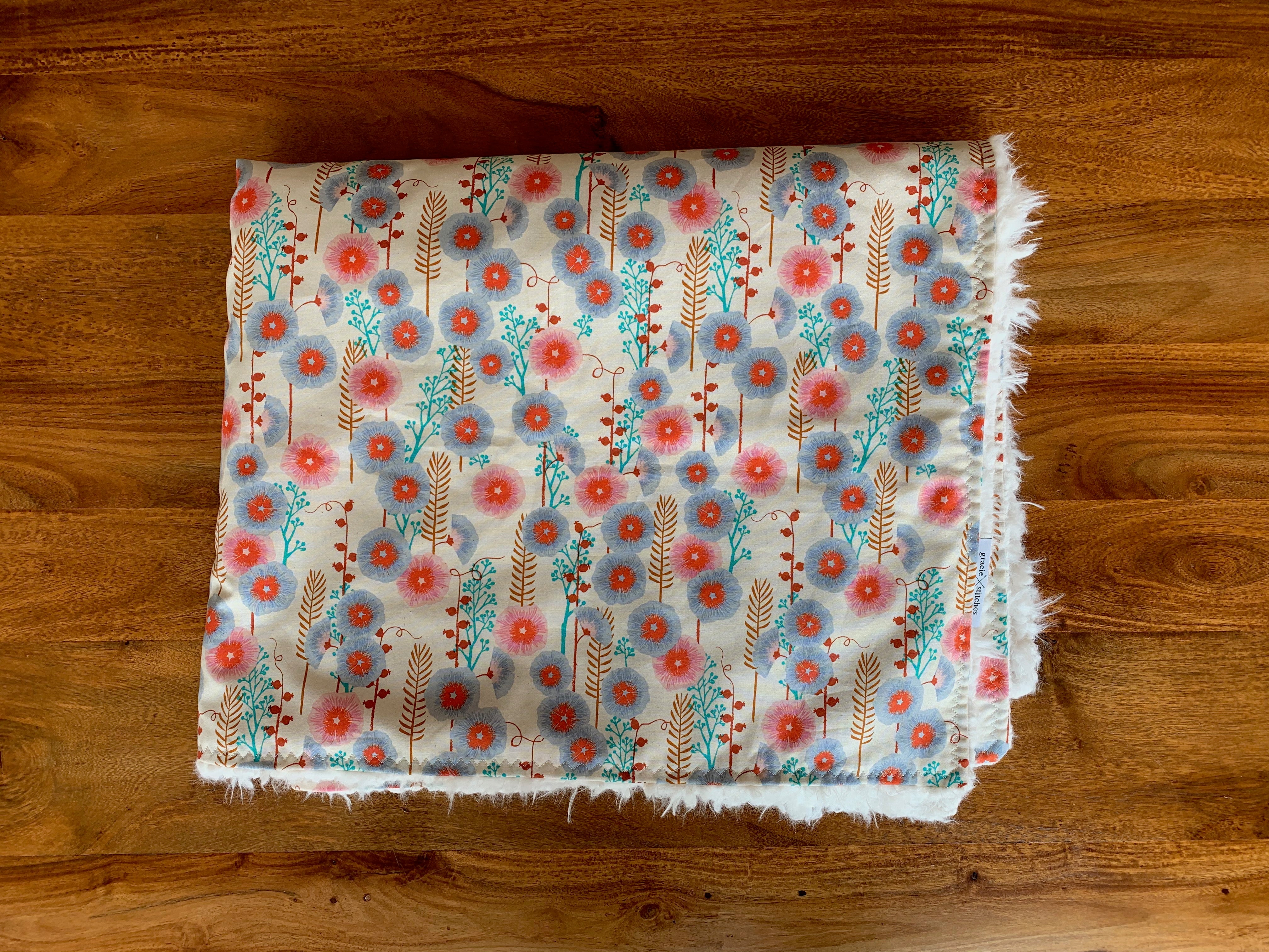 Baby Blanket - Hollyhocks